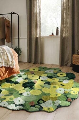 북유럽 원형 카펫 거실 소파 담요 숲 이끼 러그 그린 발코니 매트 침실