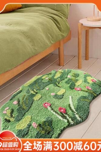 북유럽 침대옆 담요 그린 작은 연꽃 욕실 매트 화장실 바닥