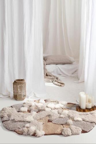 북유럽 카펫 침실 침대옆 담요 무지 뽀글뽀글 도톰 불규칙 거실 크림