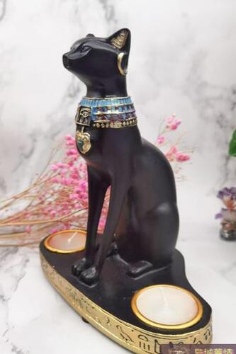 유럽식 이집트 고양이 캣츠 베스트 캔들 장식 블랙 공예품 빈티지 인테리어