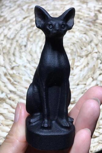흑요석 원석 조각 손잡이 장식 이집트 고양이 빈티지 인테리어