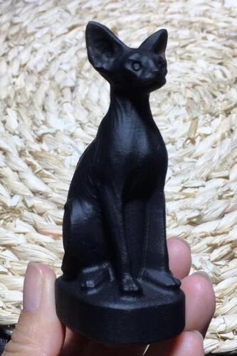 흑요석 원석 조각 손잡이 장식 이집트 고양이 빈티지 인테리어