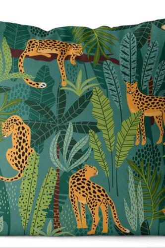 쿠션 방석 열대우림 소파 식물 캐릭터 플리스 양면 프린트 사무실