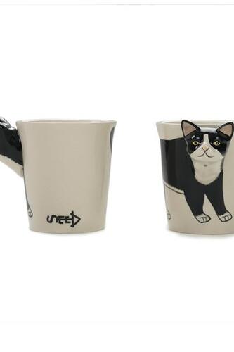 디자인 엔틱 카페 머그컵 도자기 일본식 빈티지 고양이 컵 동물 귀여운 머그컵