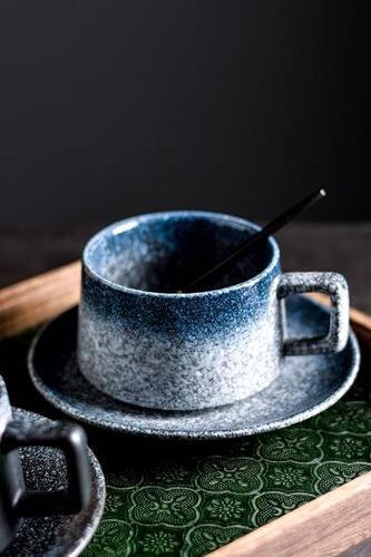 디자인 엔틱 카페 머그컵 커피잔 네이비 일본식 컵 접시 세트 도자기컵 오후 티 유격