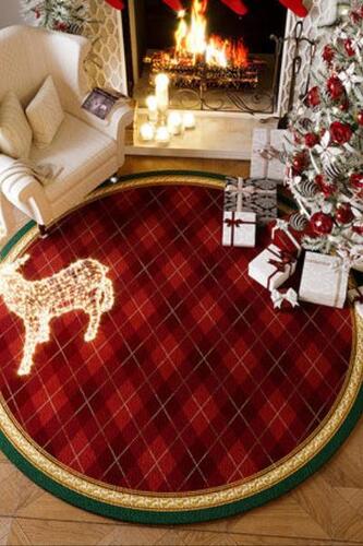 이벤트카페트 크리스마스 매트 원형 트리 축제 분위기 레드 카펫 침실