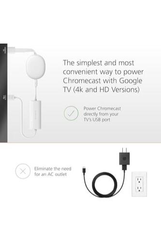 구글 TV로 크롬캐스트용 미션 USB 전원 케이블(TV에서 직접 크롬캐스트)-639500