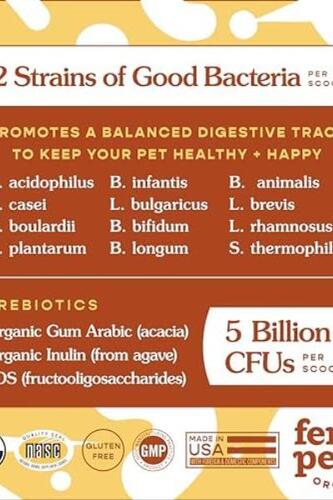 반려견 영양제 미국 페라 펫 오가닉, 와 고양이를 위한 프로바이오틱스, 고급 최대 강도, 60 스쿠프-641909