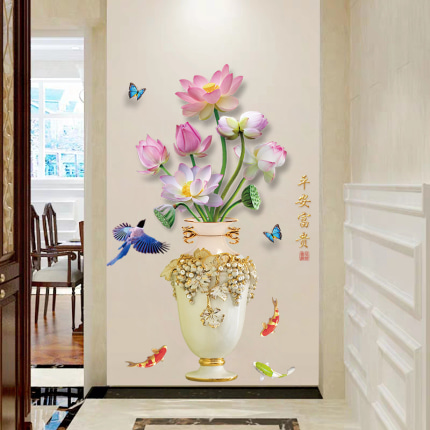 스티커 인테리어 벽지 3D 입체 벽 스티커 벽지 자체 접착 꽃병 아늑한 벽면-509835