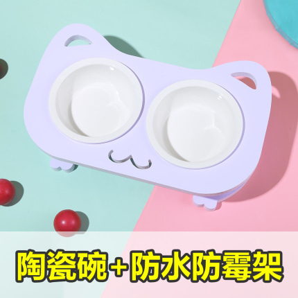 반려동물 고급 식기 스탠드 고양이 그릇 도자기 애완동물 그릇 보호 경추 고양이-514750