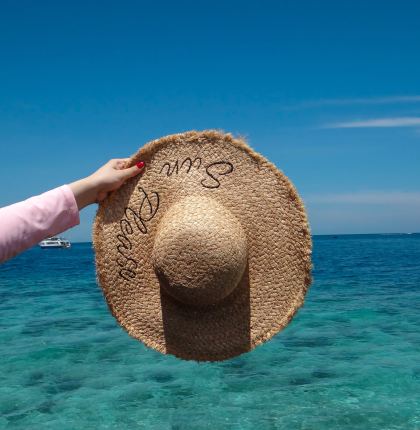 사파리모자 선캡 라피아햇 모자 여자 여름 햇빛 가리개 해변 레터링캡-516664