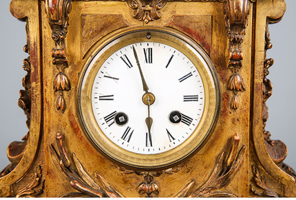 앤틱 빈티지 시계 팀 유럽 골동품 서양 고물 루이 16세 스타일 목조 법랑-520396