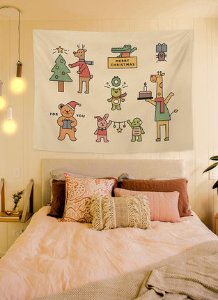 벽에거는천 월행잉 침대 위 인스타 스타일 캐릭터 애니메이션 큐트한 개성의 배경 웨어하우스-520554
