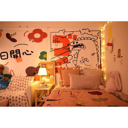 벽에거는천 월행잉 큐티한 소녀 네트레드 바탕에 방 장식 인스타 스타일 괘포-521025