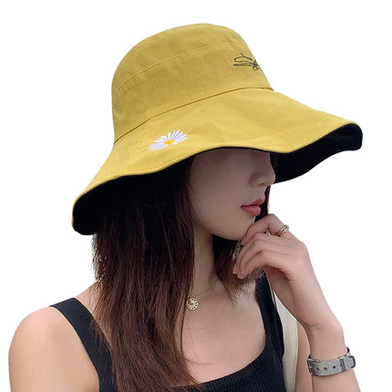 햇빛 가리개 태양 챙넓은 모자 데이지 어부 모자녀 여름날 얼굴 가린 패션-522857