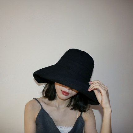 햇빛 가리개 태양 챙넓은 모자 블랙 버킷햇 하 패션 패션 썬더-522884