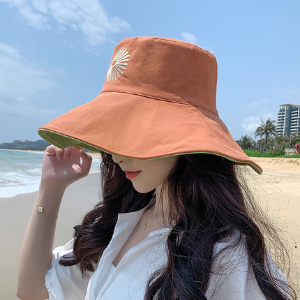 햇빛 가리개 태양 챙넓은 모자 데이지 어부 모자 여자 양면 투톤 얼굴 가림 ins -522927