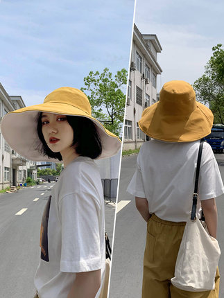 햇빛 가리개 태양 챙넓은 모자 백 셔링 벙거지 여성 모자 빅 매치가 톤이 -522956