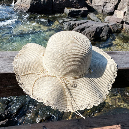 햇빛 가리개 태양 챙넓은 모자 모자, 여름 비치모자, 접을 수 있는 밀짚모자-522987