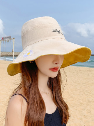 햇빛 가리개 태양 챙넓은 모자 데이지 양면 버킷햇 여 패션 여름 햇빛 가리개-522988