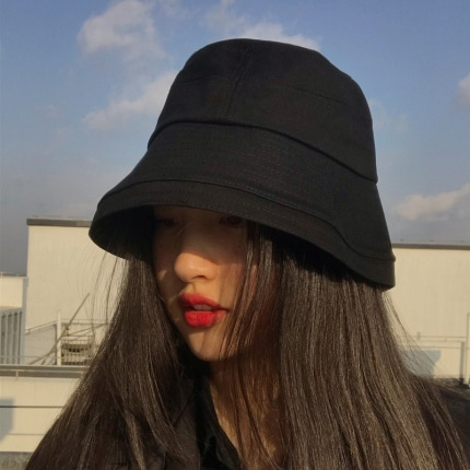 햇빛 가리개 태양 챙넓은 모자 네온 블랙 버킷 캡 여성 여름 분모 래쉬가드-523091