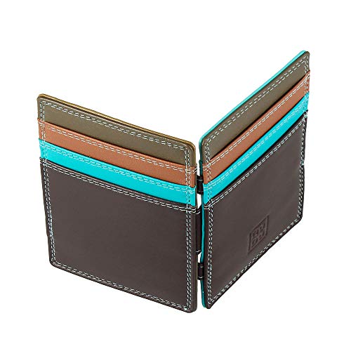 명품 카드 명함 지갑 독일출고DUDU 마법의 남성용 지갑 Magic Wallet 다채로운 가죽으로 만든 멀티 컬러 신용카드용 다크 브라운534464