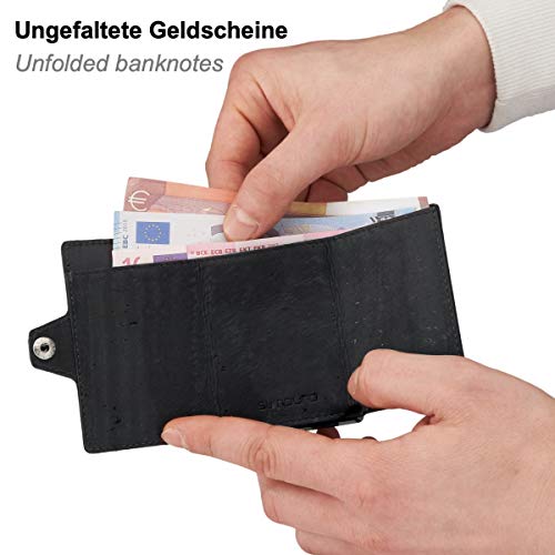 명품 카드 명함 지갑 독일출고알루미늄 머니 클립과 동전 주머니가있는 신용카드 케이스 슬림 지갑 블랙 코르크 가죽 머니 클립534709