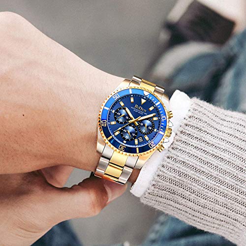남성 시계 Chronograph Stainless Steel 방수 Date 아날로그 Quartz Fashion Business Wrist Watches for 남성 시계  미국출고 -538111