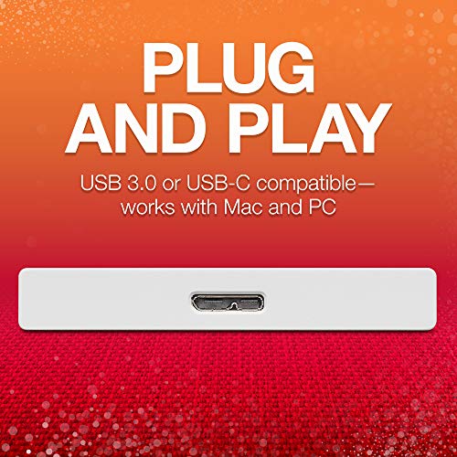 씨게이트 Seagate  Backup Plus Ultra Touch 2TB 외장 하드 드라이브 휴대용 HDD – 흰색 USB-C USB 3.0 외장형 하드 미국출고 -538491