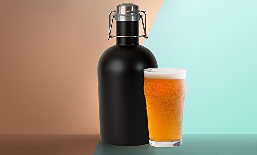 아소부 보온 보냉 스테인리스 스틸 64 온스 맥주 재배자, 단열 및 보호용 네오프렌 슬리브 포함 (실버) 미국출고-538585