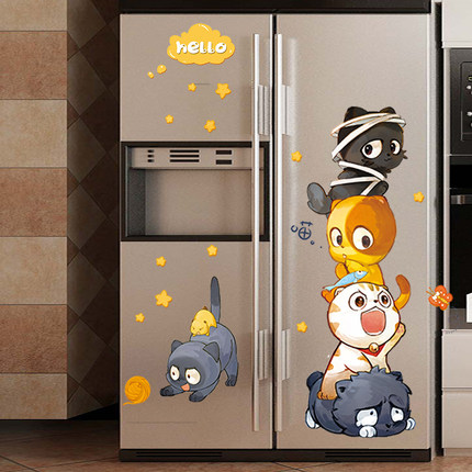 냉장고리폼 북유럽 크리에이티브 키친 냉장고 스티커 캐릭터 귀여운 포인트 스티커 에어컨 리모델링-539254