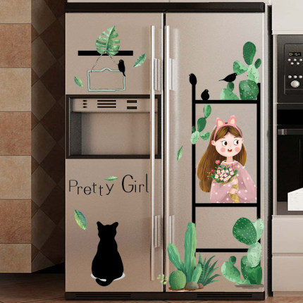 냉장고리폼 냉장고 스티커 큐티 캐릭터 침실 벽면 리노베이션 장식으로 점박이 3d 제거-539281