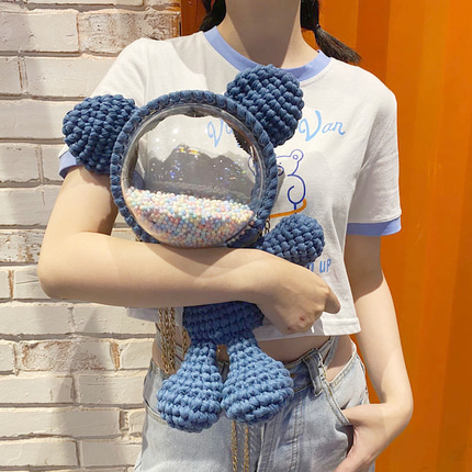 인형가방곰돌이 투명 가방 DIY 핸드메이드 가방 완제품으로 여친 인형 선물-541972
