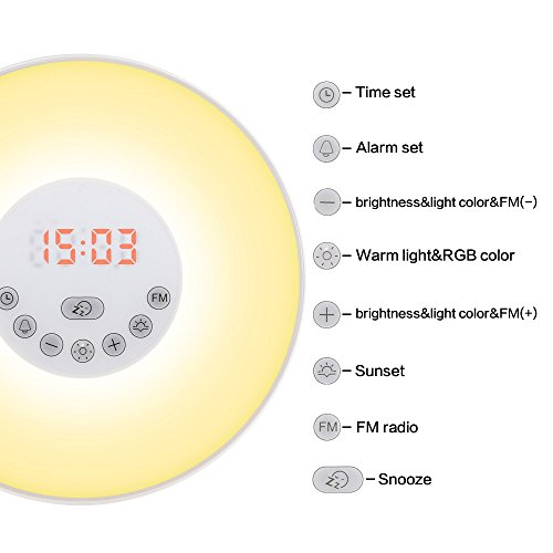 웨이크업 라이트 알람 6638D Wake Up LED 조명 여행용 알람 야간 조명 10가지 밝기 조절 7가지 색상 좋은 아침