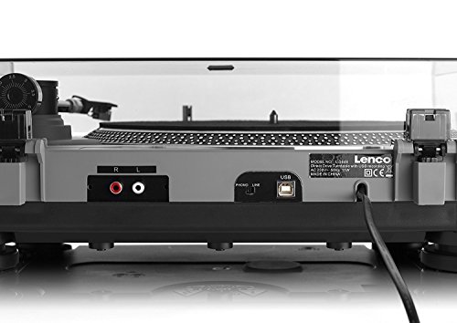 Lenco 턴테이블 LP 플레이어 L 3808 매트 그레이PC 탈착식 더스트 커버를 통한 USB MMC 디지털화-543411 독일출고