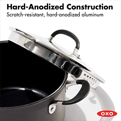 옥소 OXO 6쿼터 블랙 냄비 Good Grips Non-Stick Stock Pot with Lid, 6QT, Black  미국출고 -543823