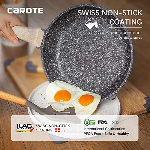 Carote 10-Inch Nonstick 프라이팬 Skillet,Stone Cookware Granite Coating from Switzerland,Black 미국출고 -543831