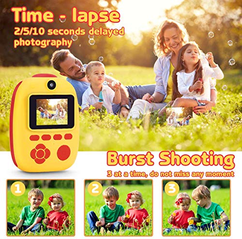 즉석카메라 폴라로이드 즉석카메라, Prymax Digital 프린트 카메라 with 1080P Rechargeable Kids 카메라, 프린트 Paper, Cartoon Stickers-550346