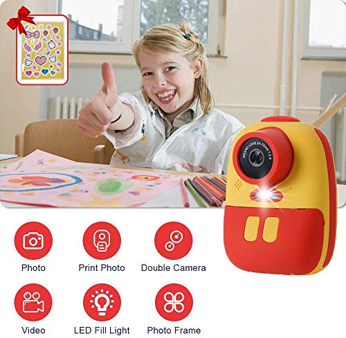 즉석카메라 폴라로이드 즉석카메라, Prymax Digital 프린트 카메라 with 1080P Rechargeable Kids 카메라, 프린트 Paper, Cartoon Stickers-550346