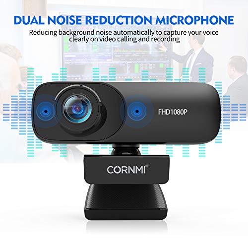 1080P 웹캠 화상수업 with 마이크 for 데스크탑, FHD Streaming Computer Web Camera with Dual Mic &amp; Privacy Cover &amp; Tripod  미국출고 -551909