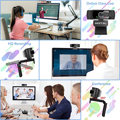 Aigital 1080P 웹캠 화상수업 with 마이크 Camera for Computer with Covered, USB 웹캠 화상수업 for 기록 Calling Conferencing Gaming, PC 웹캠 화 미국출고 -551935