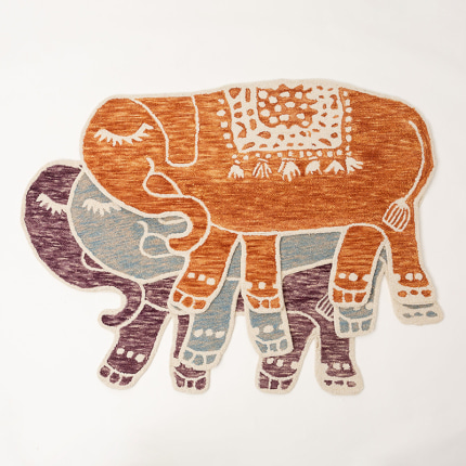 귀여운 동물모양 러그 수공예 양모짜기 창의 코끼리 동물 카페트 벙어리담요 타원-559044