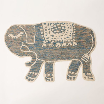 귀여운 동물모양 러그 수공예 양모짜기 창의 코끼리 동물 카페트 벙어리담요 타원-559044
