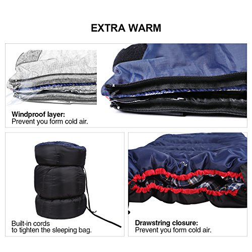 레드캠프 REDCAMP Cotton Flannel 침낭s for Camping, 3-Season Warm and Comfortable Adult 침낭 캠핑용품 미국출고 -562609
