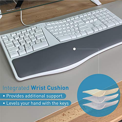 Macally Mac Wired 키보드 with Wrist Rest - Natural and Comfortable Typing - Split Ergonomic 키보드 맥 미국출고 -563061