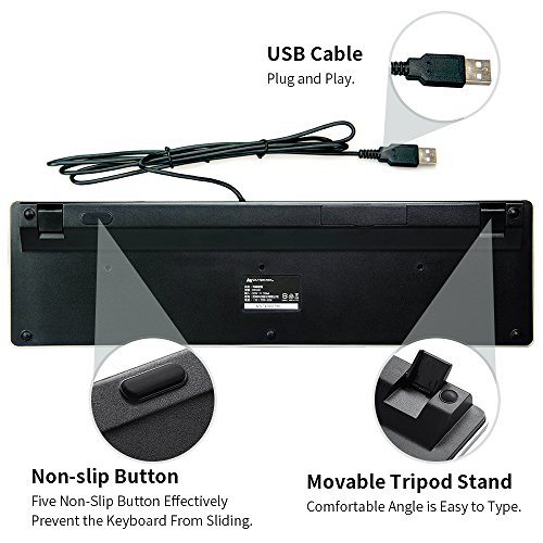 BFRIENDit Wired USB 키보드 , Comfortable Quiet Chocolate Keys , Durable Ultra-Slim Wired Computer 키보드 미국출고 -563075