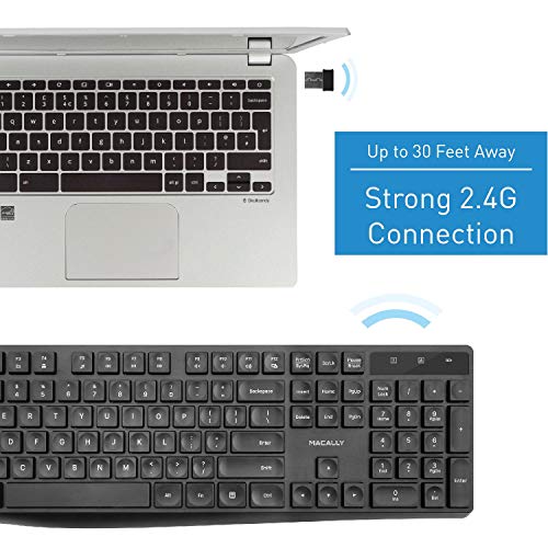 Macally 2.4G USB 무선 키보드 for Laptop or Computer - Full Size 키보드 with Numeric Keypad &amp; 13 Shortcut Keys 미국출고 -563077