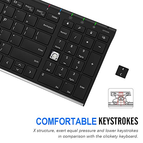 Arteck 2.4G 무선 키보드 Stainless Steel Ultra Slim Full Size 키보드 with Numeric Keypad 미국출고 -563090