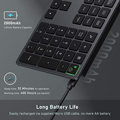 seenda 무선 Illuminated 키보드 Full Size Ultra Slim 2.4G Rechargeable Backlit 키보드 with Numeric Keypad for Computer Desktop PC 미국출고 -563097