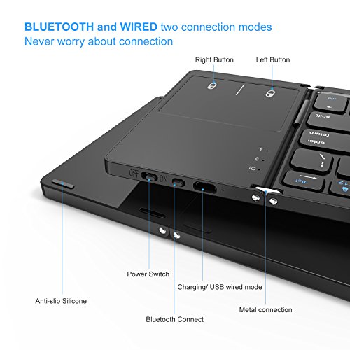 Foldable Bluetooth 키보드, Jelly Comb Dual Mode Bluetooth &amp; USB Wired Rechargable Portable Mini BT 무선 키보드 미국출고 -563118